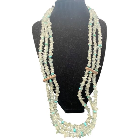 Mine Finds by Jay King Jewelry - Jay King DRT Aquamarine Turquoise Chip 925 Silver Necklace  Vintage 21+3